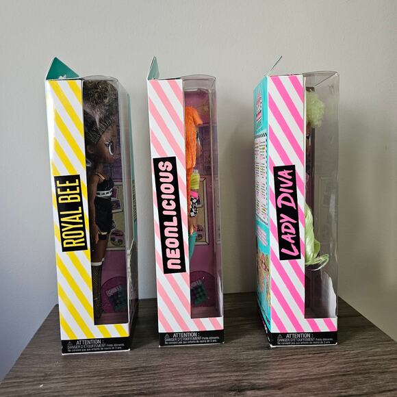 OMG LOL SURPRISE! Bundle Lounge Collection Lady Diva Neonlicious Royal Bee NWT - Picture 2 of 9